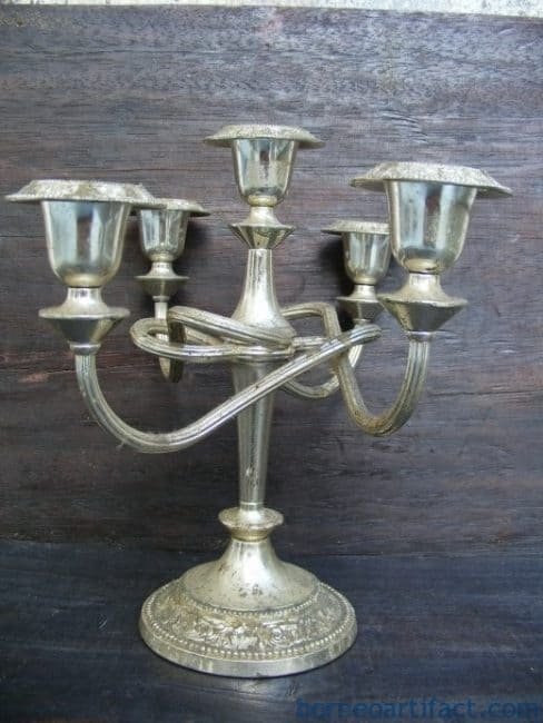 ANTIQUE SILVER CANDLE HOLDERS Candlebra Stand Holder Old School Castle Style