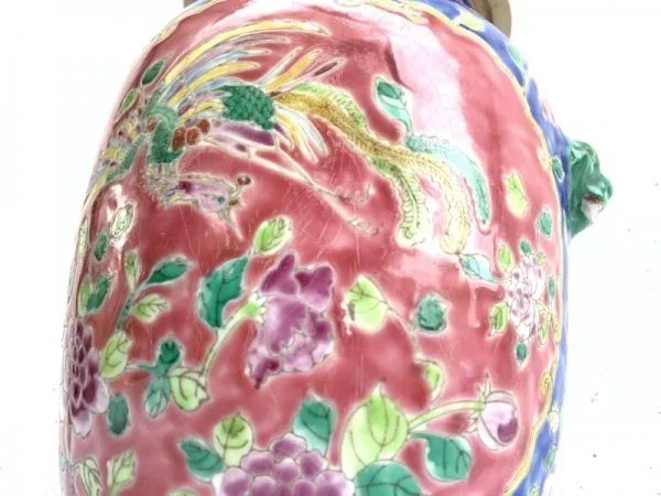 TALL COVERED JAR singapore Kam cheng Porcelain Pot Vase Pottery Asia