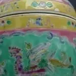BLUE INTERIOR PINK EXTERIOR Chupu Nyonya Covered Jar Kamcheng Kam cheng Pot