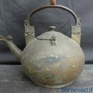 ANTIQUE BRASS/BRONZE KETTLE Wealth Currency Boiler Pot Steamer Teakettle Brunei