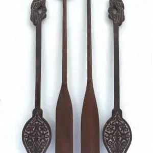FOUR FANTASTIC Tribal PADDLE Regatta Kayak Water Sport Carved Wood Sculpture