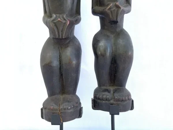 MALE and FEMALE 390mm BATAK WARRIOR STATUE Ancestral Facial Sculpture Indonesia Couple Gift