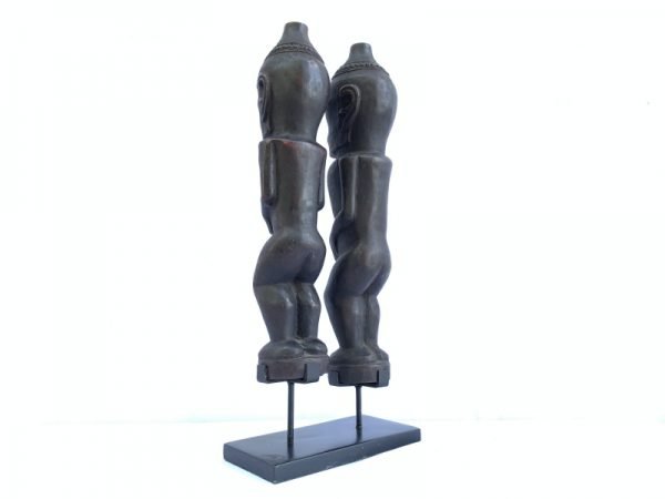 MALE and FEMALE 390mm BATAK WARRIOR STATUE Ancestral Facial Sculpture Indonesia Couple Gift