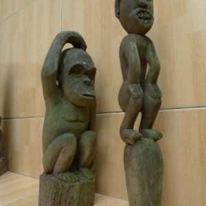 GUARDIANPOLE&#ORANGUTANAuthenticDayakErodedStatuePrimitiveFigureBorneo