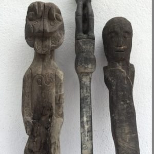 JUNGLE GUARDIAN POLE & ERODED STATUE Authentic Dayak Primitive Figure Borneo