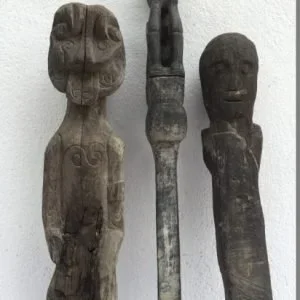 JUNGLE GUARDIAN POLE & ERODED STATUE Authentic Dayak Primitive Figure Borneo