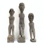 THREE ERODED 410-580mm statue tribal Patung Polisi Police Figure Borneo AUTHENTIC