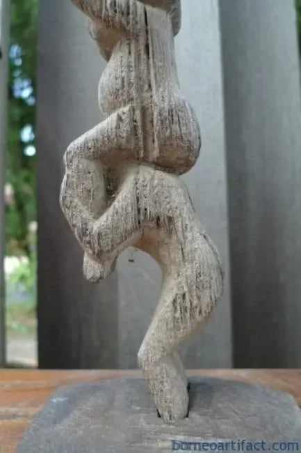 THREE MAN RITUAL POLE Dayak Bahau Guardian Figure Icon Sculpture Artifact Borneo