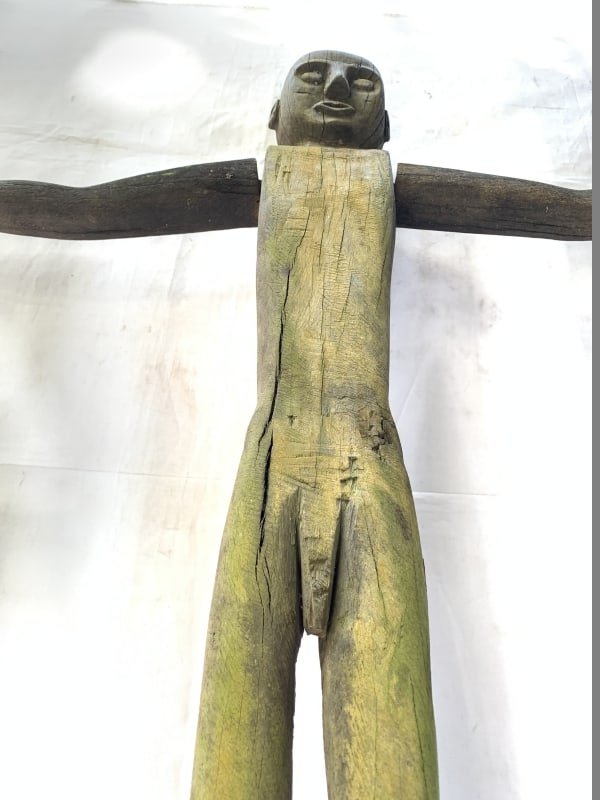 MALE PATUNG POLISI 1100mm XXXL STATUE Police Dayak Tribal Figure Wood Sculpture