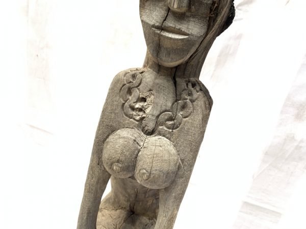 FEMALE FERTILITY GUARDIAN 1140mm POLE STATUE Aged Asian Sculpture Figure Borneo