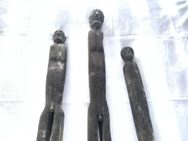 THREE VILLAGE GUARDIAN 970-1210mm SPIRITUAL SCULPTURE Dayak Figure Kalimantan
