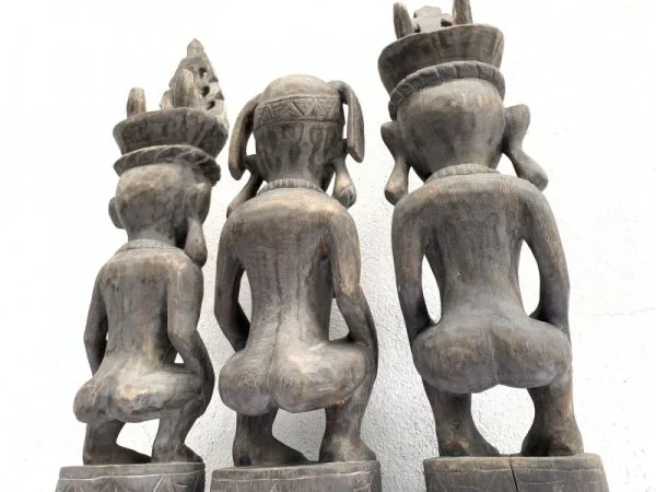 THREE NAKED Nias WARRIOR Panglima Statue Sculpture Image Icon Figure Sexy Xmas