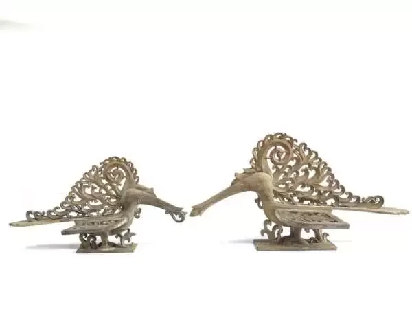 Hornbill Bird (1 Pair) Mother And Child Animal Statue Figure Figurine Sculpture Sacred Borneo