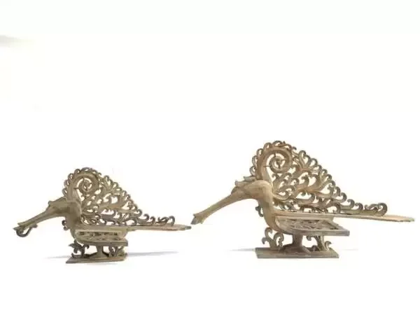 Hornbill Bird (1 Pair) Mother And Child Animal Statue Figure Figurine Sculpture Sacred Borneo