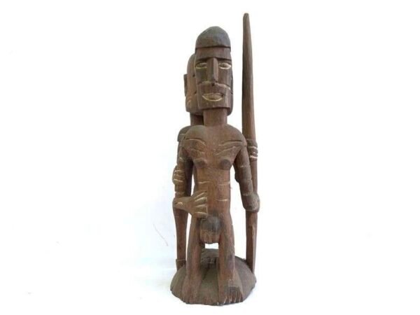 Papua Statue 480mm Male and Naked Female Figure Figurine Sculpture Old Effigy Indonesia