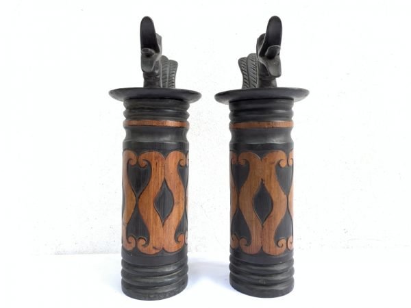 ONE PAIR NIAS BAMBOO Giant Bottle 425mm Container Carrier Jewel Box Sculpture Artifact