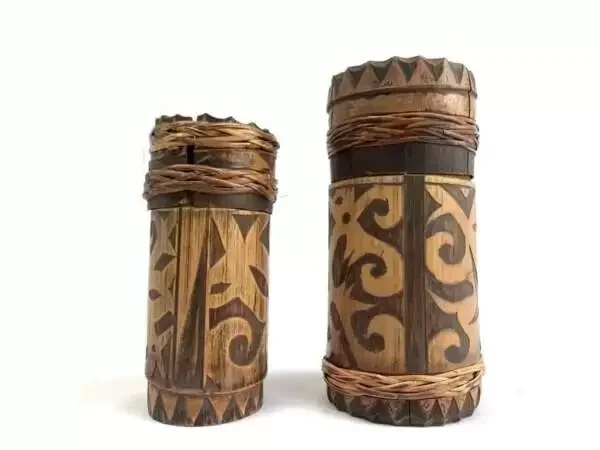 Powder Container 120-145mm One Pair Bamboo Betel Nut Medicine Jewelry Jewel Box Vintage