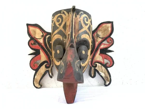 LONG NOSE Mask hudog 12.6″ x 16.5″ TRIBAL FACE ASIAN Facial Statue Painting Sculpture