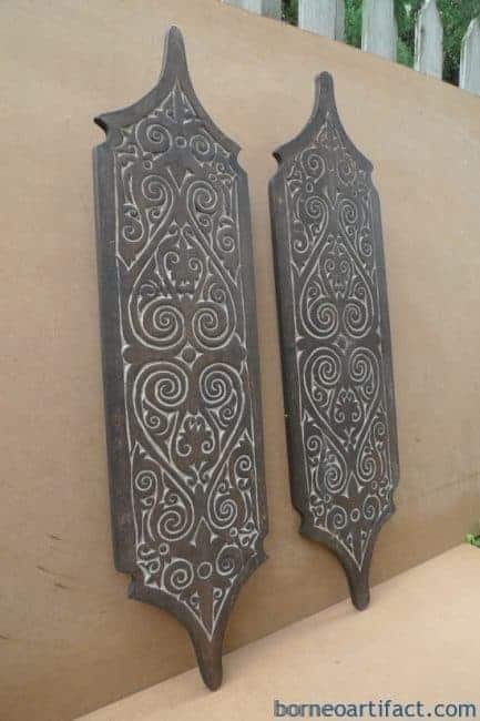 ONE PAIR Carved Wooden Shield Tribal Native Head hunter Tribe Borneo Dayak ARMOR