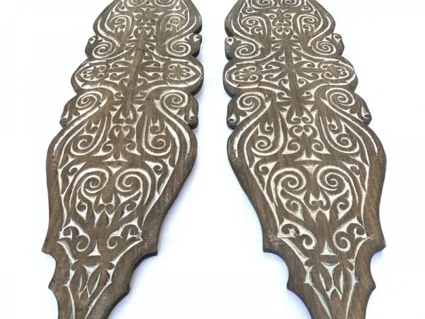 ONE PAIR Carved Wooden Shield Tribal Native Head hunter Tribe Borneo Dayak ARMOR