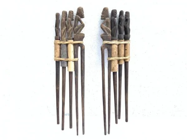 THREE IN ONE TunTun Ritual Mini Totem Pole Stick Hunter Headhunter Dayak Statue asian ornament