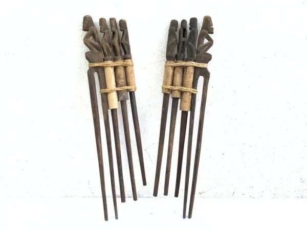 THREE IN ONE TunTun Ritual Mini Totem Pole Stick Hunter Headhunter Dayak Statue asian ornament