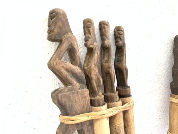 THREE IN ONE TunTun Ritual Mini Totem Pole Stick Hunter Headhunter Dayak Statue asian ornament