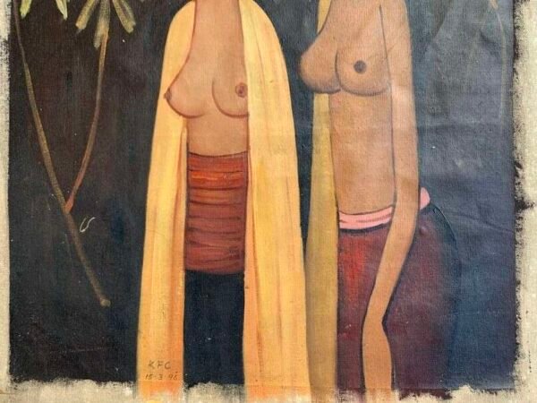 Naked Painting 900 x 600mm Hand Painted Bali Balinese Sexy Topless Women Art Austronesian
