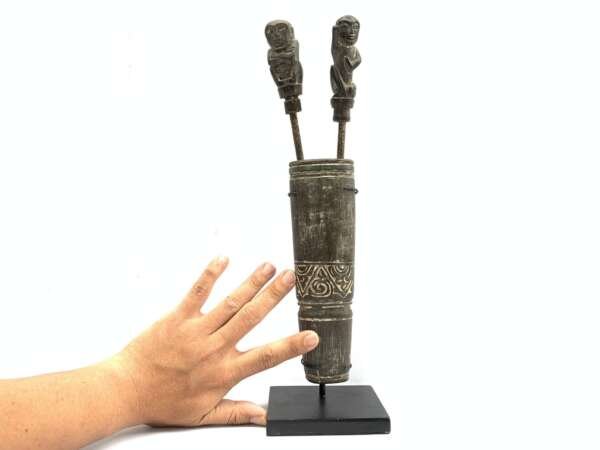 Betel Nut Pounder (380mm On Stand) Set Ornament Vintage Areca Collectible Statue Figurine