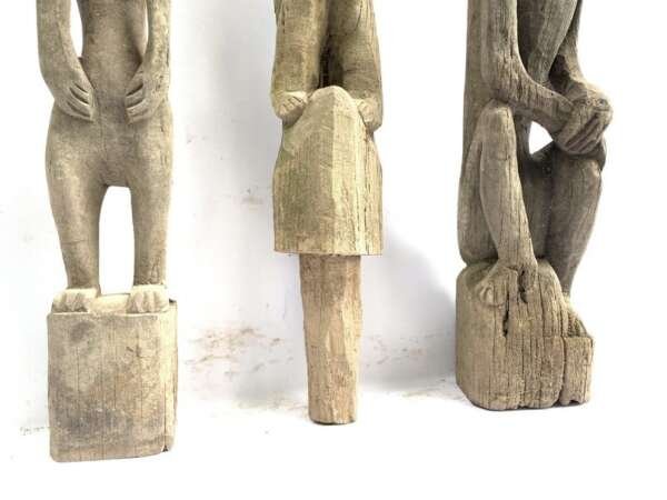 Eroded Weathered Statue 680-860mm Three Dayak Guardian Hampatong Patung Kebahan Figure Figurine Sculpture