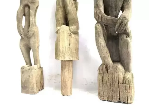 Eroded Weathered Statue 680-860mm Three Dayak Guardian Hampatong Patung Kebahan Figure Figurine Sculpture