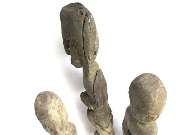 Eroded Weathered Statue 680-860mm Three Dayak Guardian Hampatong Patung Kebahan Figure Figurine Sculpture