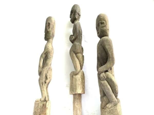 Eroded Weathered Statue 680-860mm Three Dayak Guardian Hampatong Patung Kebahan Figure Figurine Sculpture