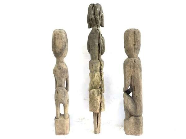 Eroded Weathered Statue 680-860mm Three Dayak Guardian Hampatong Patung Kebahan Figure Figurine Sculpture
