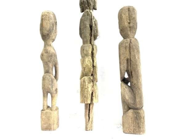 Eroded Weathered Statue 680-860mm Three Dayak Guardian Hampatong Patung Kebahan Figure Figurine Sculpture