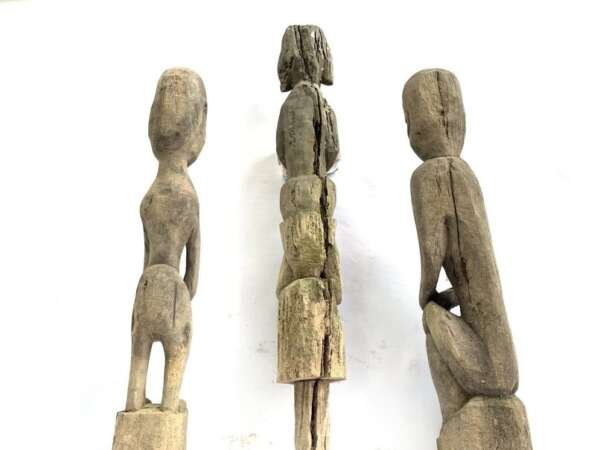 Eroded Weathered Statue 680-860mm Three Dayak Guardian Hampatong Patung Kebahan Figure Figurine Sculpture