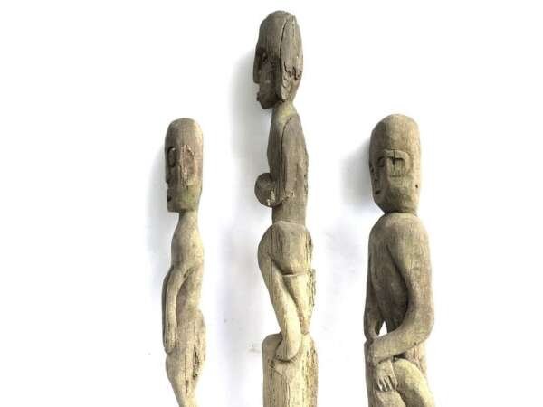 Eroded Weathered Statue 680-860mm Three Dayak Guardian Hampatong Patung Kebahan Figure Figurine Sculpture