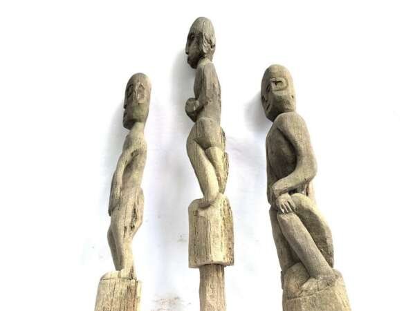 Eroded Weathered Statue 680-860mm Three Dayak Guardian Hampatong Patung Kebahan Figure Figurine Sculpture