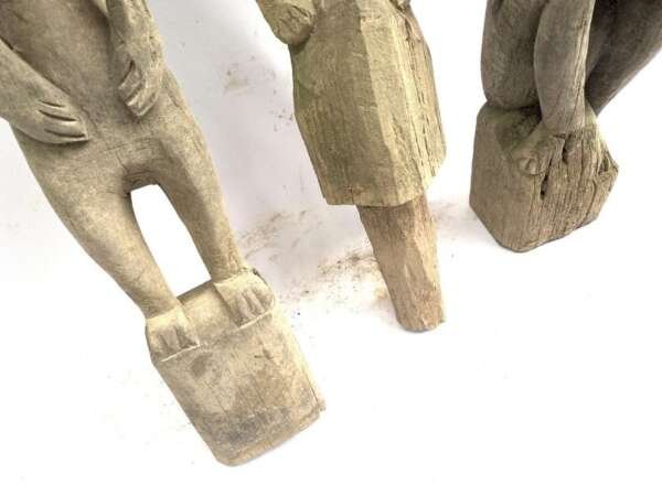 Eroded Weathered Statue 680-860mm Three Dayak Guardian Hampatong Patung Kebahan Figure Figurine Sculpture