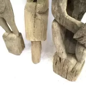Eroded Weathered Statue 680-860mm Three Dayak Guardian Hampatong Patung Kebahan Figure Figurine Sculpture