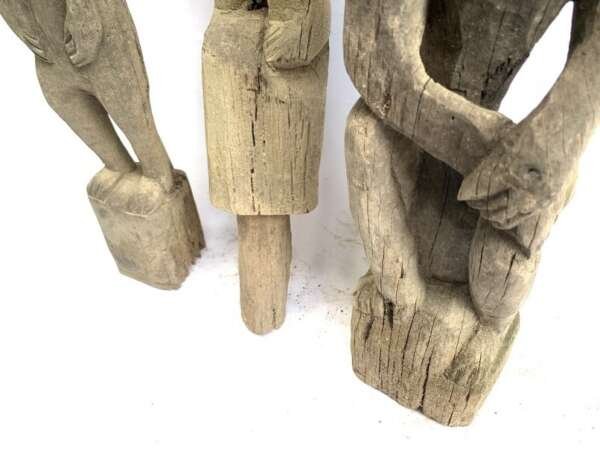 Eroded Weathered Statue 680-860mm Three Dayak Guardian Hampatong Patung Kebahan Figure Figurine Sculpture