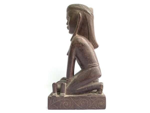 Jungle Tribe 250mm Mother And Child Antique Dayak Statue Sculpture Traditional Figure Figurine Borneo