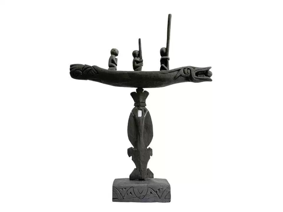 Crocodile Boat 590mm Miniature War Vessel Native Tribal Primitive Figure Statue Sculpture Dayak Borneo Crocodile Boat 590mm Miniature War Vessel Native Tribal Primitive Figure Statue Sculpture Dayak Borneo