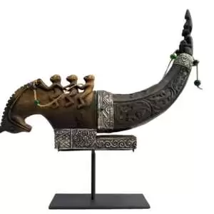 Medicine Chamber 490mm Naga Morsarang Old Buffalo Horn Container Statue Sculpture Figurine Batak Indonesia