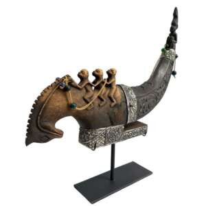 Medicine Chamber 490mm Naga Morsarang Old Buffalo Horn Container Statue Sculpture Figurine Batak Indonesia