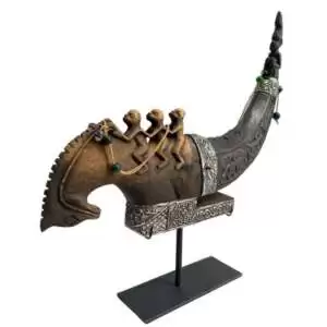 Medicine Chamber 490mm Naga Morsarang Old Buffalo Horn Container Statue Sculpture Figurine Batak Indonesia