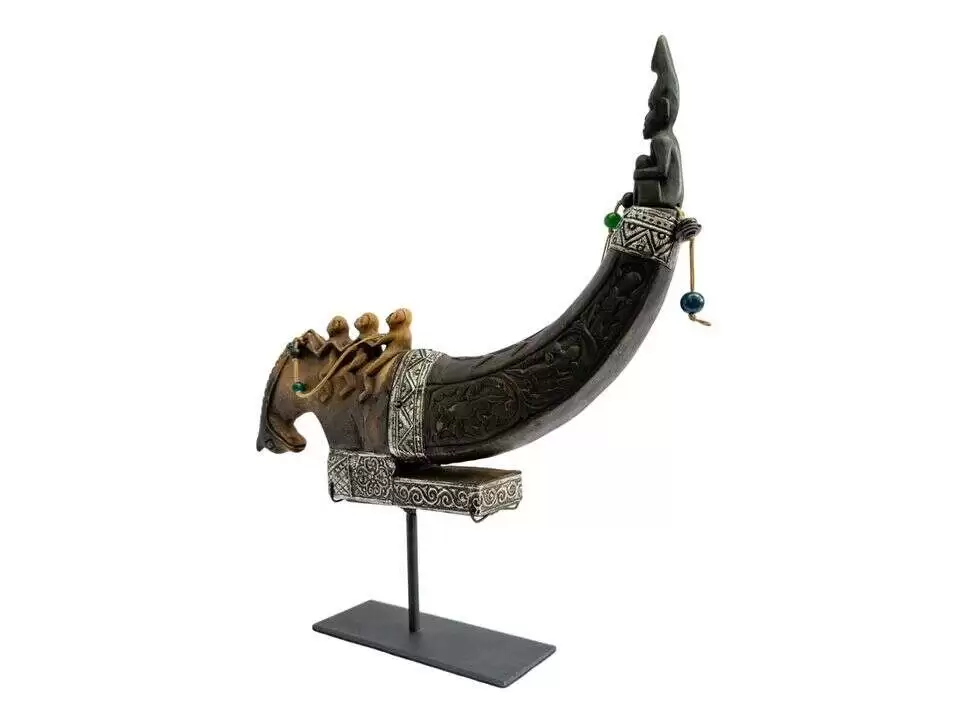 Medicine Chamber 490mm Naga Morsarang Old Buffalo Horn Container Statue Sculpture Figurine Batak Indonesia Medicine Chamber 490mm Naga Morsarang Old Buffalo Horn Container Statue Sculpture Figurine Batak Indonesia