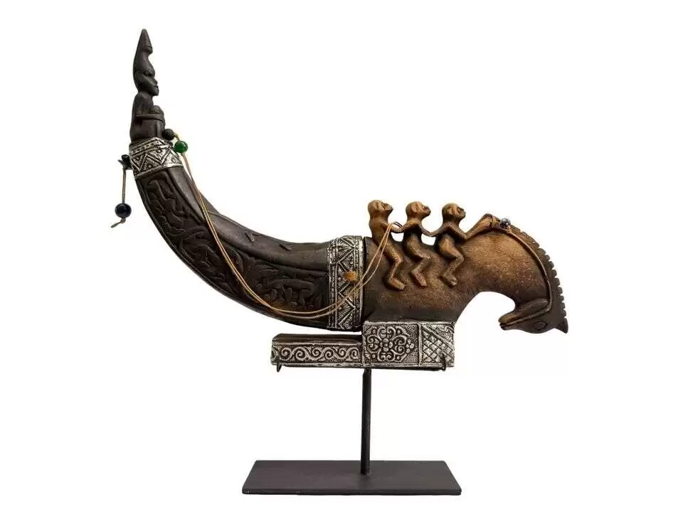 Medicine Chamber 490mm Naga Morsarang Old Buffalo Horn Container Statue Sculpture Figurine Batak Indonesia Medicine Chamber 490mm Naga Morsarang Old Buffalo Horn Container Statue Sculpture Figurine Batak Indonesia
