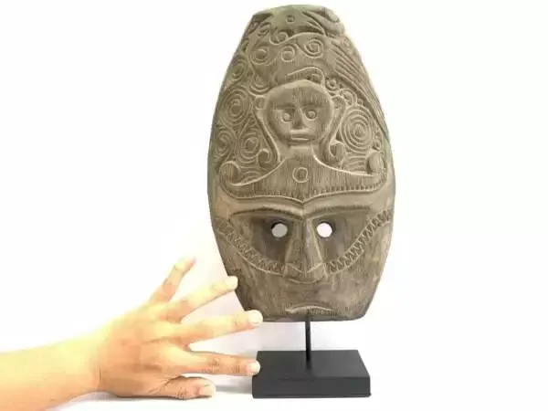 Female Mask (410mm On Stand) Tribal Native Face Facial Asian Wood Carving Wall Art Nias
