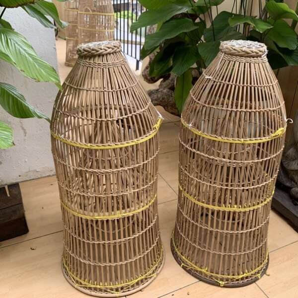 RATTAN BASKET Tribal Fiber Old Artifact Basketry Borneo Weaving